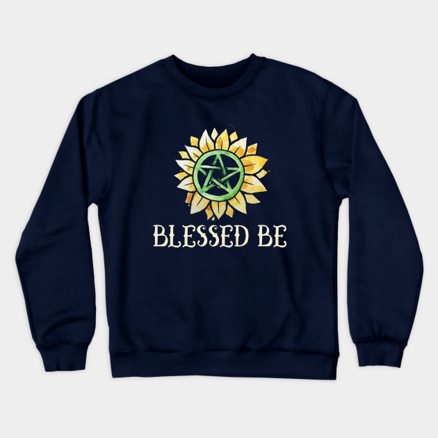 Blessed be Pagan wicca pentagram Crewneck Sweatshirt by bubbsnugg